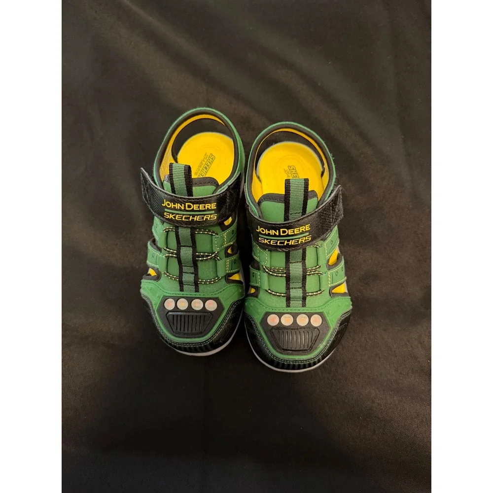 Skechers John Deere Boys Light Up Sandals Green Black 407070L Size 11